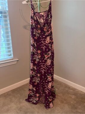 Gianni Bini Purple Floral V-Neck Maxi
